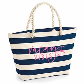Vacay Vibes Striped Nautical Beach Bag Holiday Collection - holiday outfits clearance