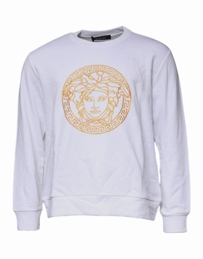 Versace Medusa Embroidery Crew Neck Pullover Men's Sweater chunky knit discount