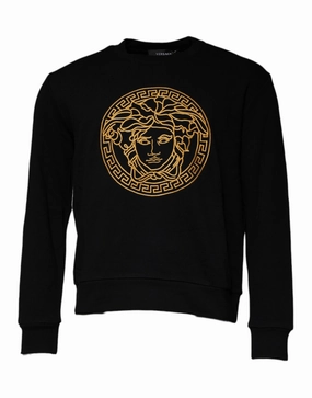 Versace Medusa Embroidery Crew Neck Pullover Men's Sweater chunky knit discount