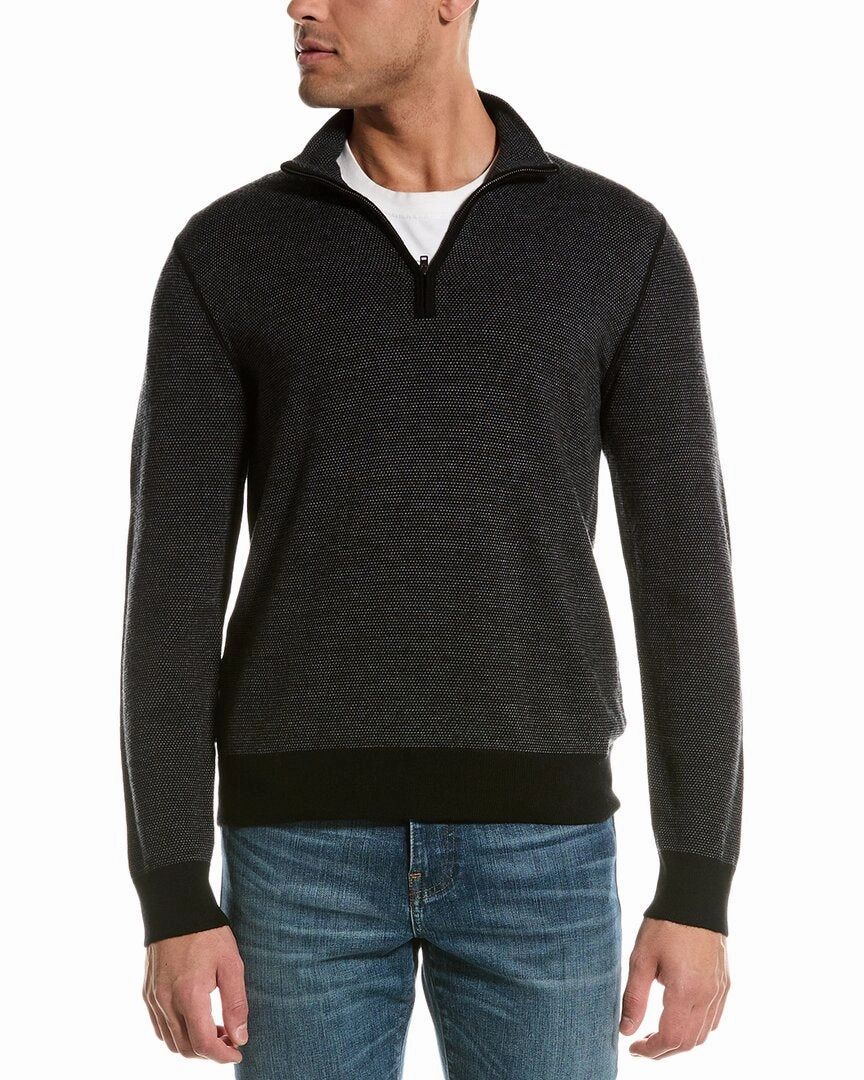 Vince Birdseye Wool 1/4-Zip Mock Sweater designer sweaters outlet