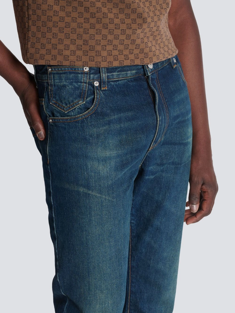 Vintage Logo-Patch Cotton Jeans