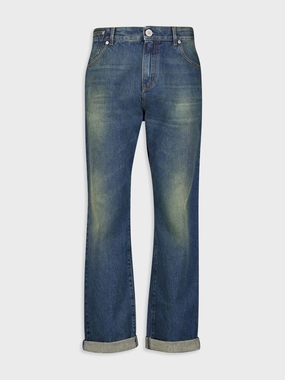 Vintage Logo-Patch Cotton Jeans Bottoms Mens - cheap mens shorts online