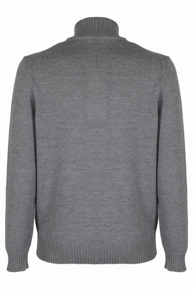 Virgin Wool Hook Mock Neck Coat