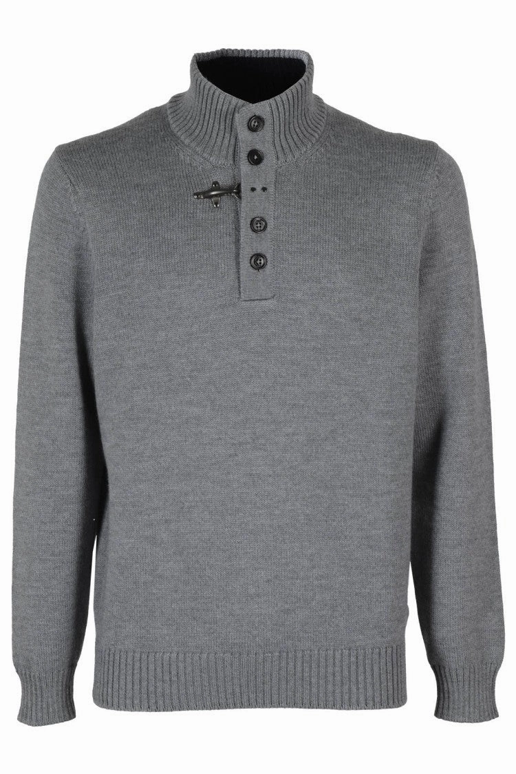 Virgin Wool Hook Mock Neck Coat designer sweaters outlet