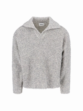 Vrille" Sweater In Gray Cotton Blend Boucl?? Effect designer sweaters outlet