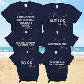 We Don't Wear Matching Family Holiday T-Shirts Navy Holiday Collection - holiday outfits clearance
