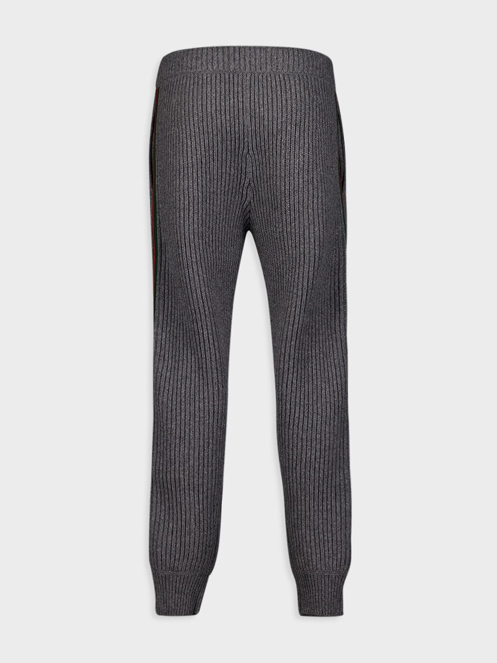 Web-Stripe Cashmere Track Pants
