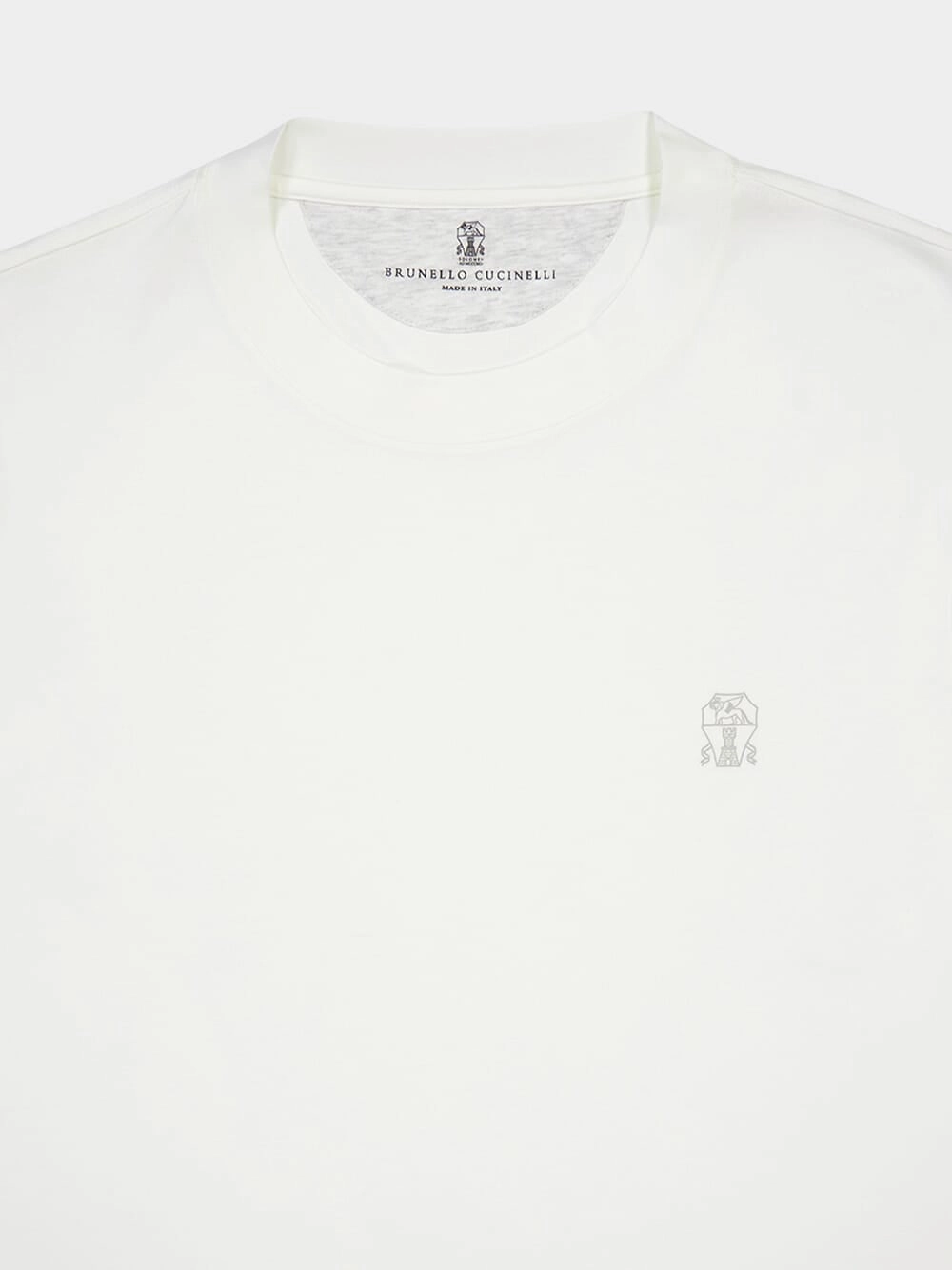 White Cotton Crew-Neck T-Shirt with Logo