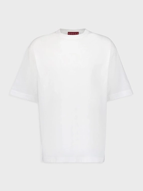White Cotton Jersey T-Shirt with Embroidery Tops Mens - flannel shirts