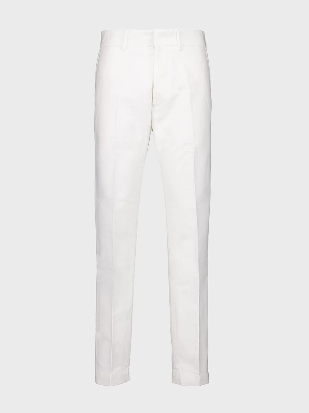 White Cotton Satin Chino Trousers