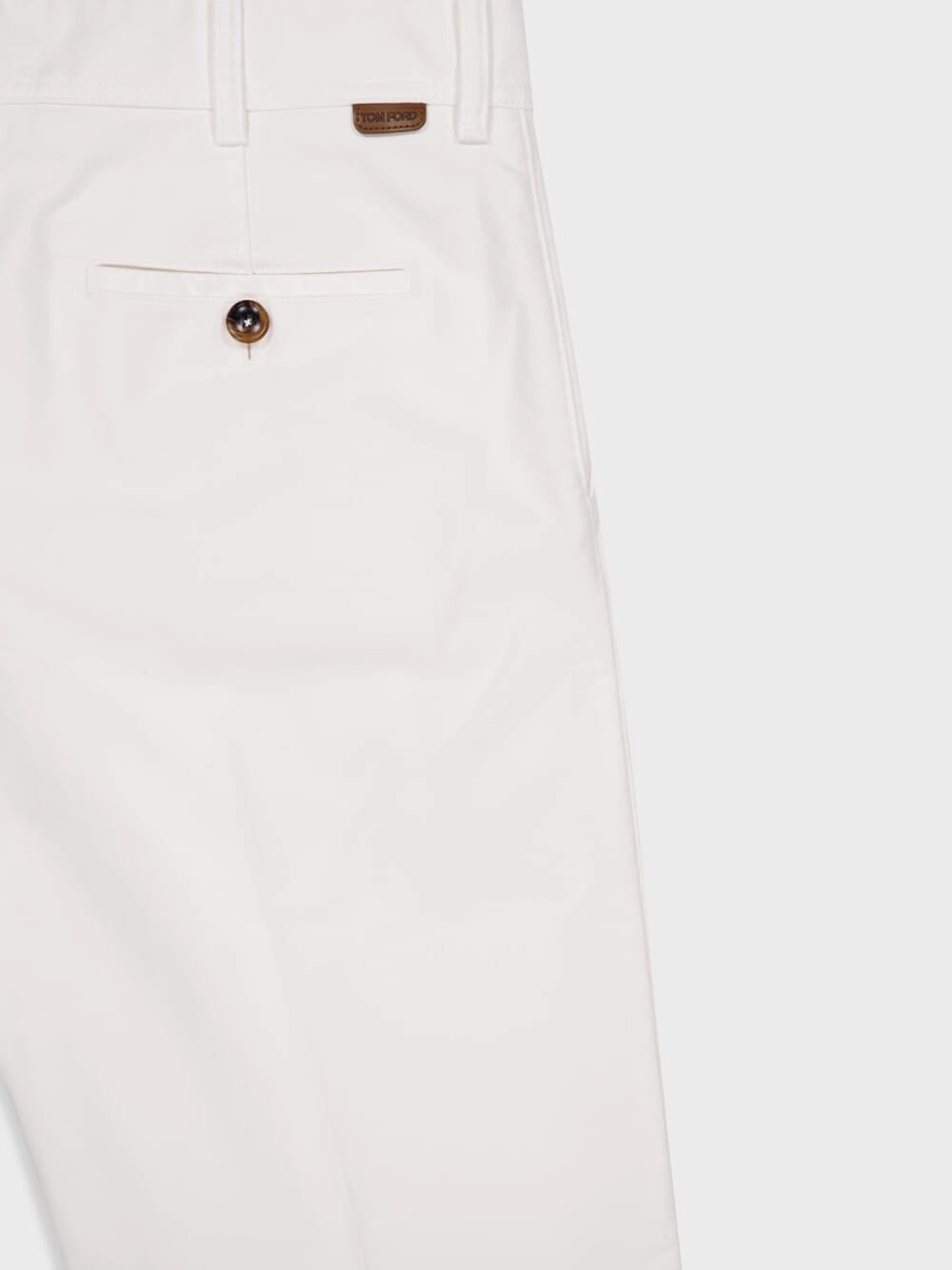 White Cotton Satin Chino Trousers