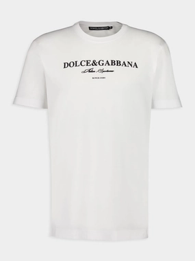 White Cotton T-Shirt with Logo Print Tops Mens - flannel shirts