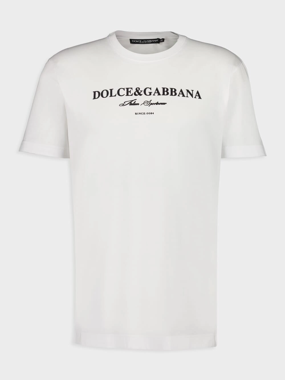 White Cotton T-Shirt with Logo Print Tops Mens - flannel shirts