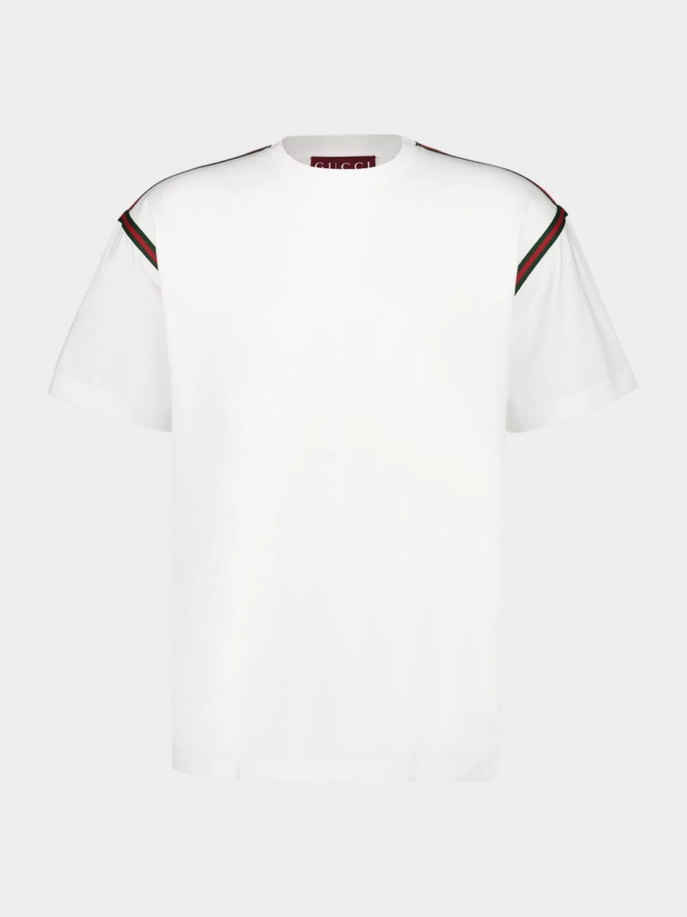 White Embroidered Cotton T-Shirt Tops Mens - flannel shirts