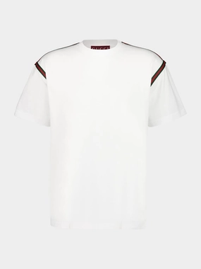 White Embroidered Cotton T-Shirt Tops Mens - flannel shirts