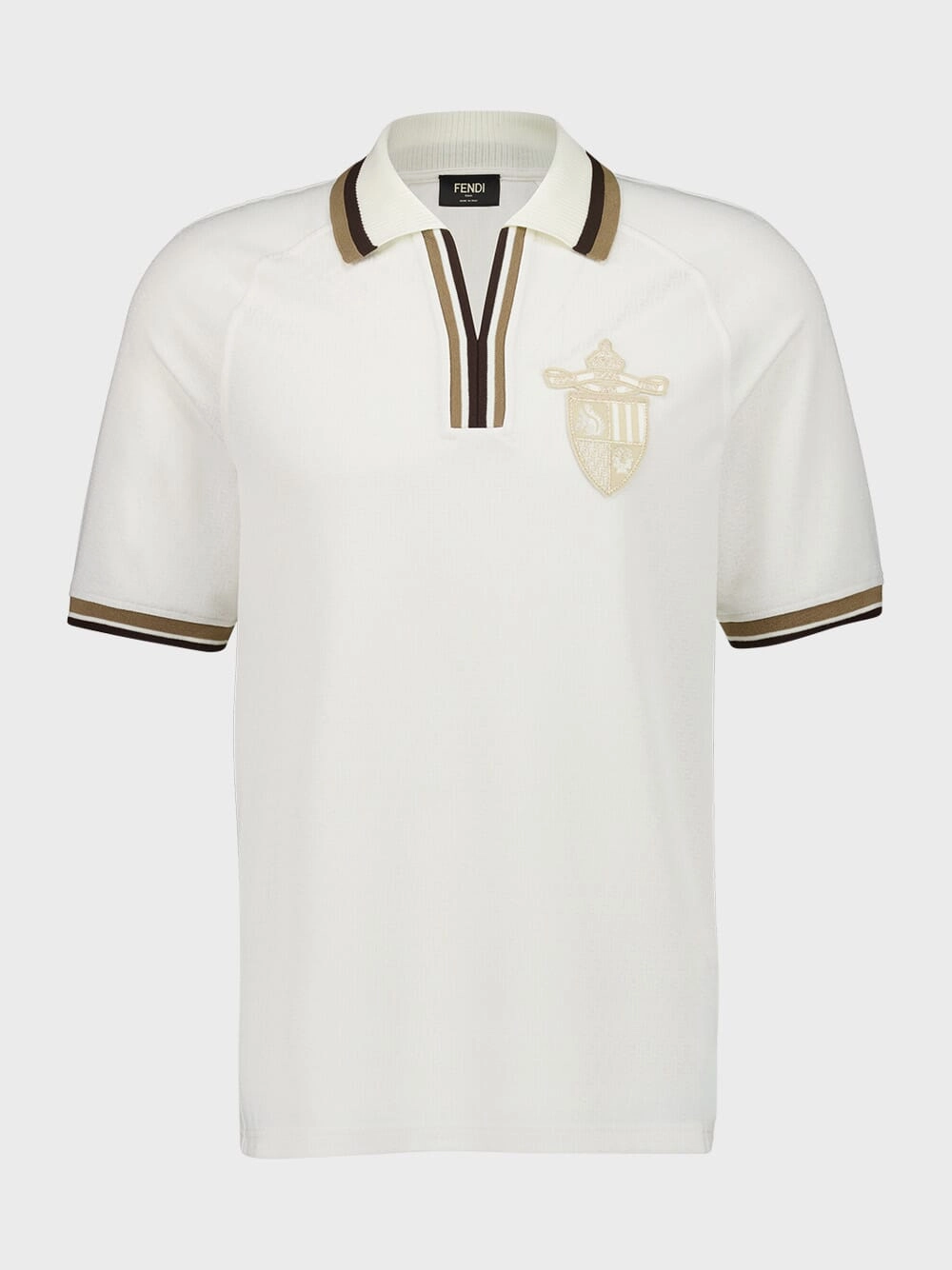 White FF Jacquard Polo Shirt Tops Mens - men's t-shirts outlet