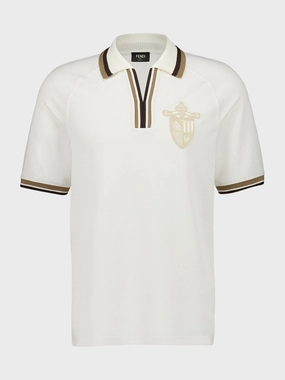 White FF Jacquard Polo Shirt Tops Mens - men's t-shirts outlet