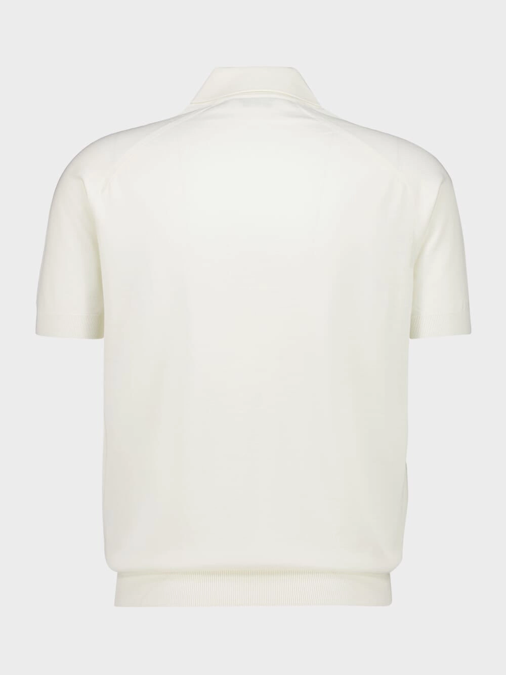 White Fine Merino Wool Knit Polo