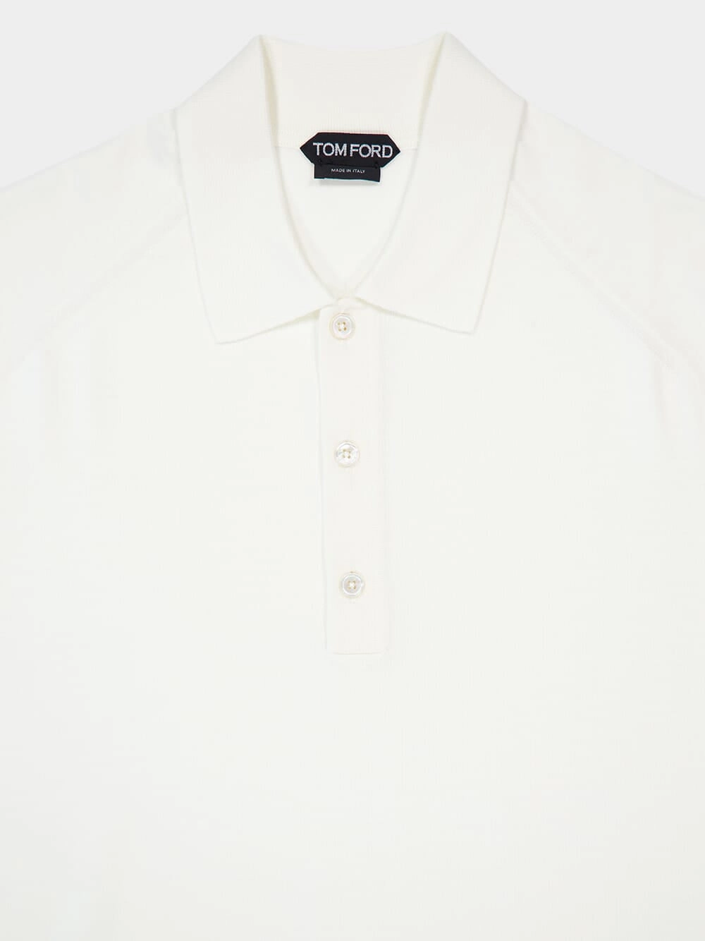 White Fine Merino Wool Knit Polo