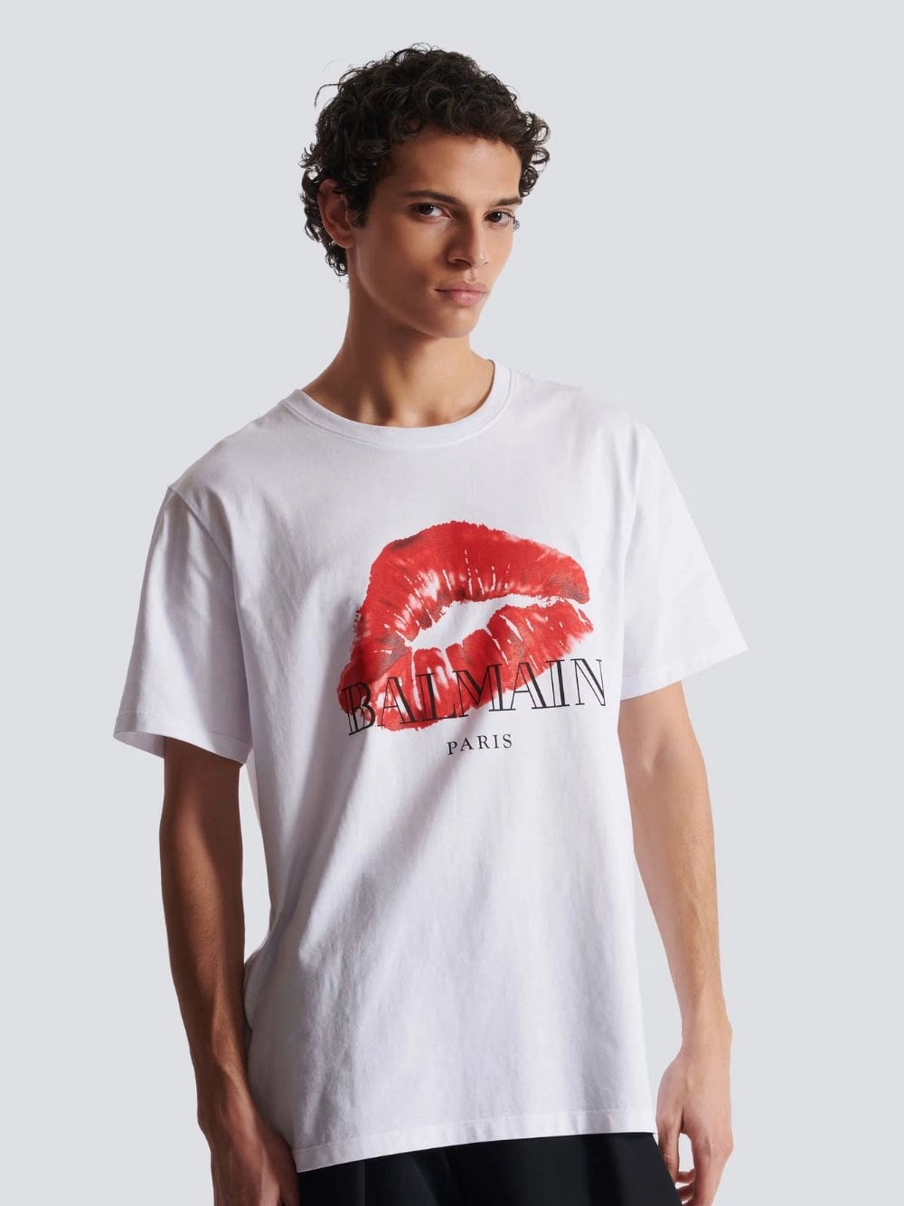 White Kiss Print T-Shirt Tops Mens - flannel shirts