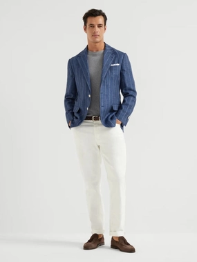 White Lightweight Denim Five-Pocket Trousers Bottoms Mens - cheap mens shorts online