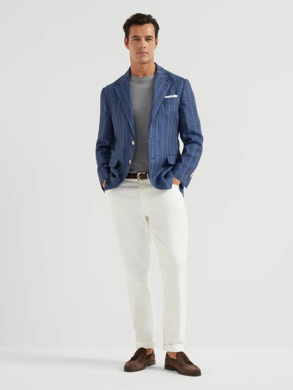 White Lightweight Denim Five-Pocket Trousers Bottoms Mens - cheap mens shorts online