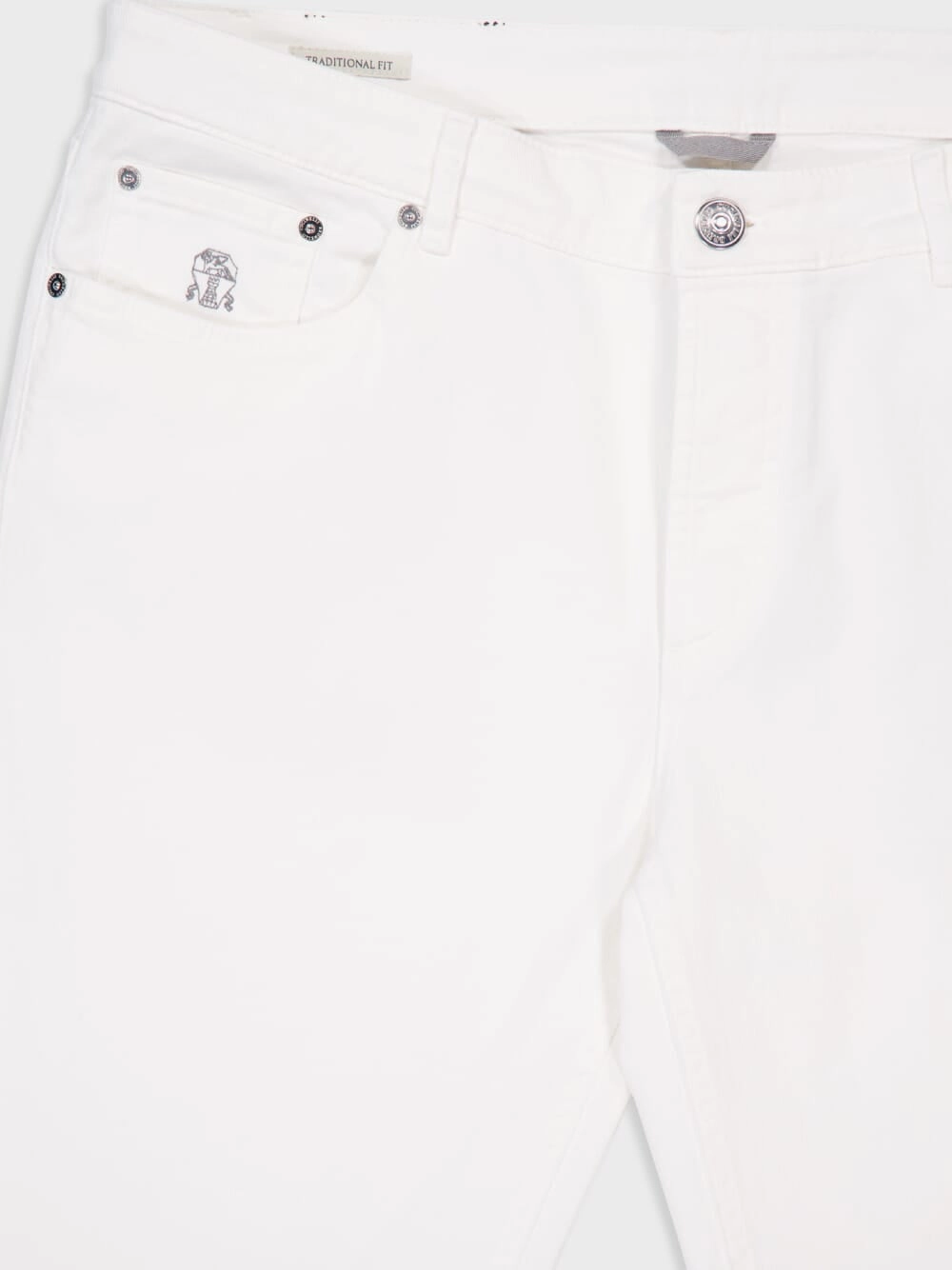 White Lightweight Denim Five-Pocket Trousers