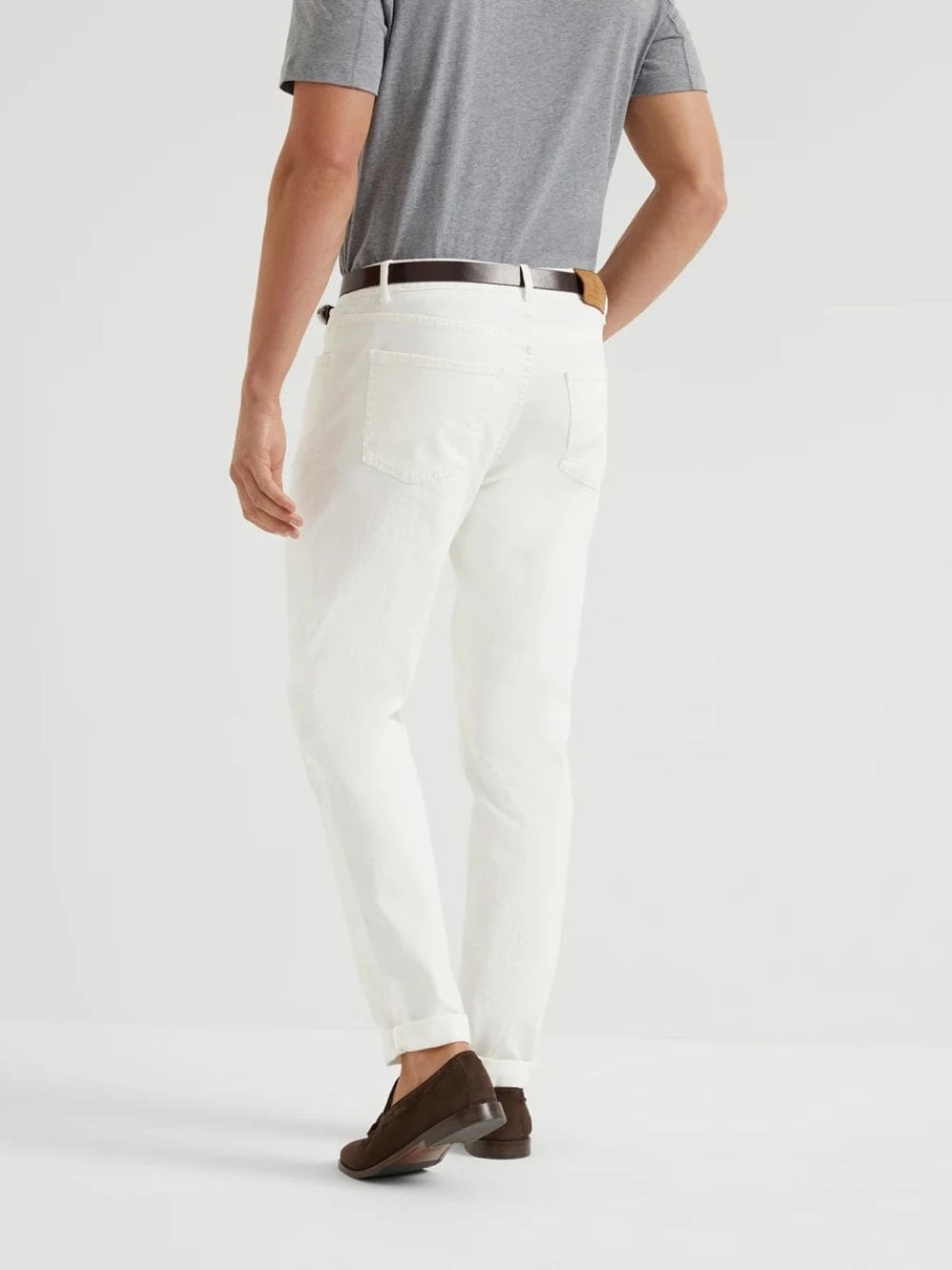 White Lightweight Denim Five-Pocket Trousers