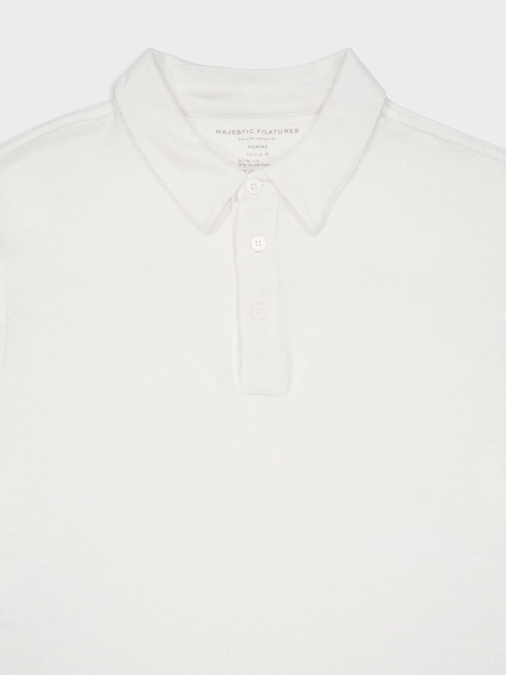 White Linen Stretch Short-Sleeved Polo Shirt