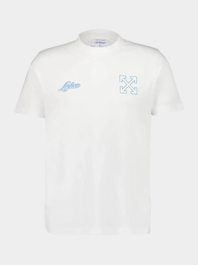 White Lisbon Print Cotton T-Shirt Tops Mens - flannel shirts