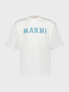 White Logo Printed Crewneck T-Shirt Tops Mens - flannel shirts