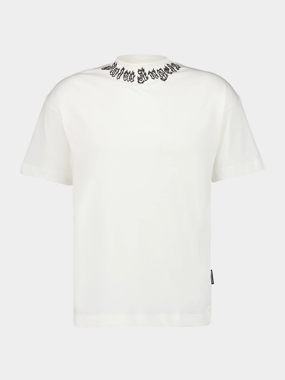 White Neck Logo T-Shirt Tops Mens - flannel shirts