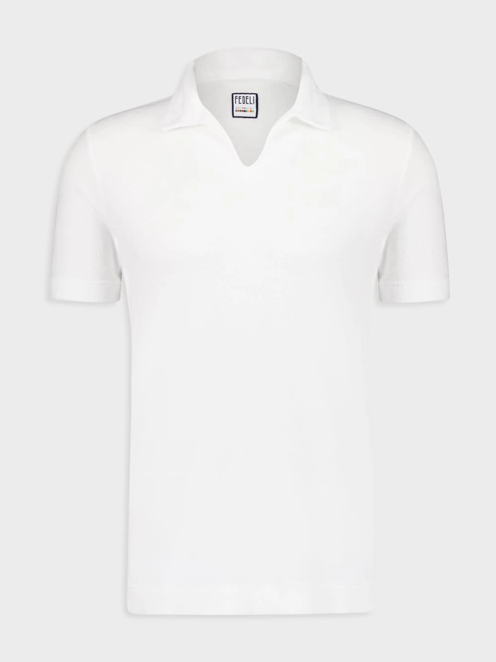 White Peter Terry Knit Cotton Polo Tops Mens - men's t-shirts outlet