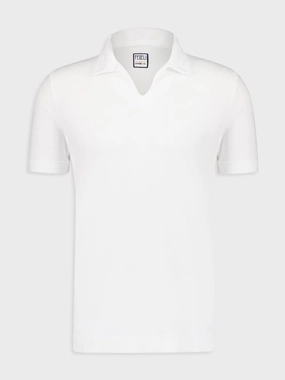 White Peter Terry Knit Cotton Polo Tops Mens - men's t-shirts outlet