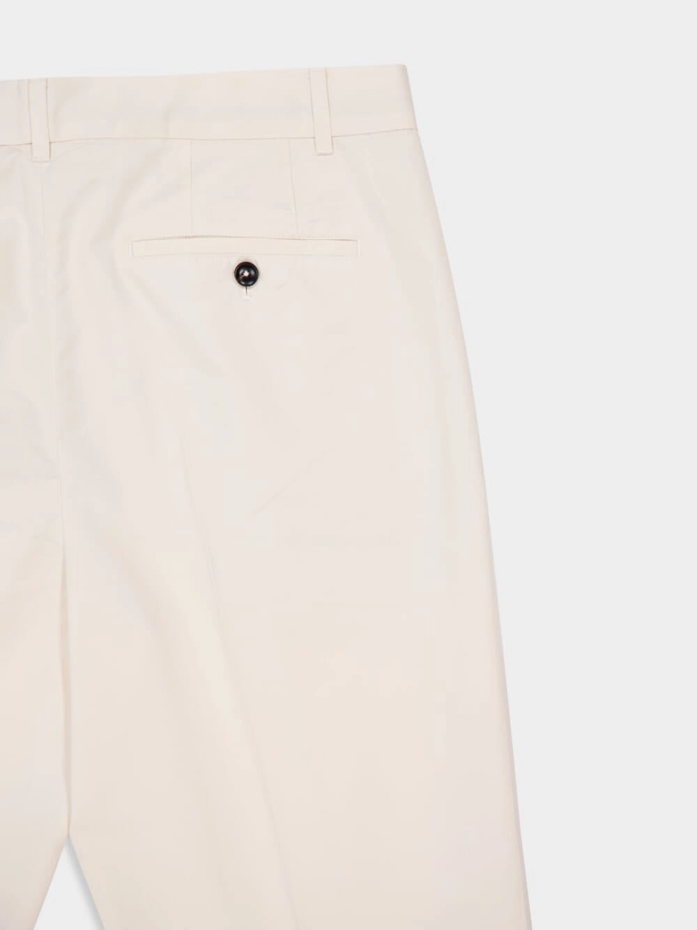 White Poplin Double-Pleat Fluid Cotton and Silk Chinos
