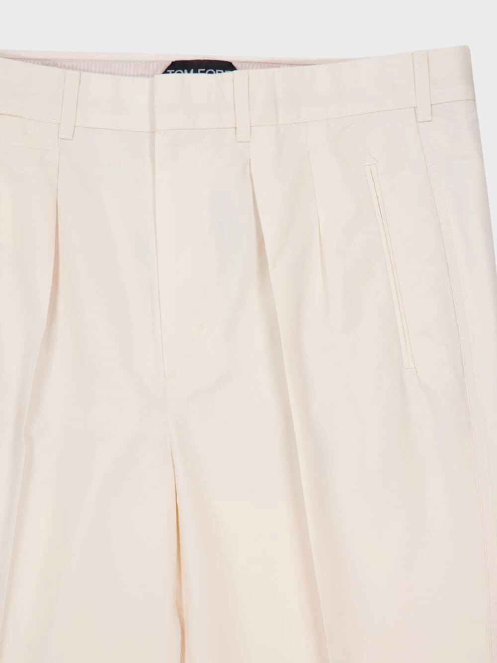 White Poplin Double-Pleat Fluid Cotton and Silk Chinos