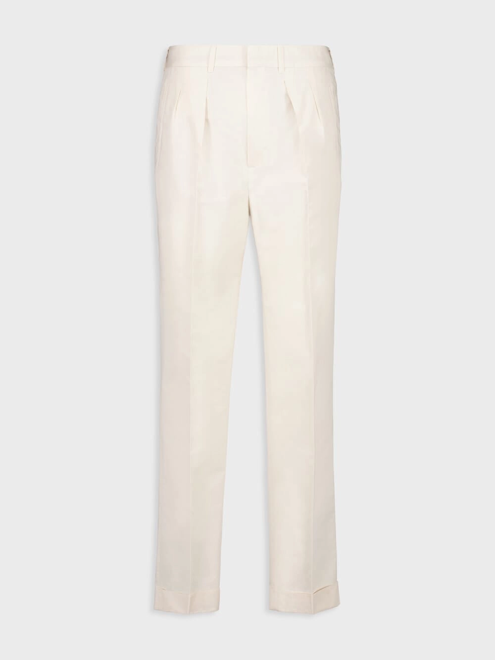 White Poplin Double-Pleat Fluid Cotton and Silk Chinos Bottoms Mens - cheap mens shorts online