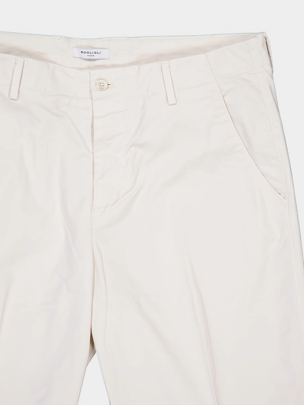 White Regular Fit Cotton Trousers