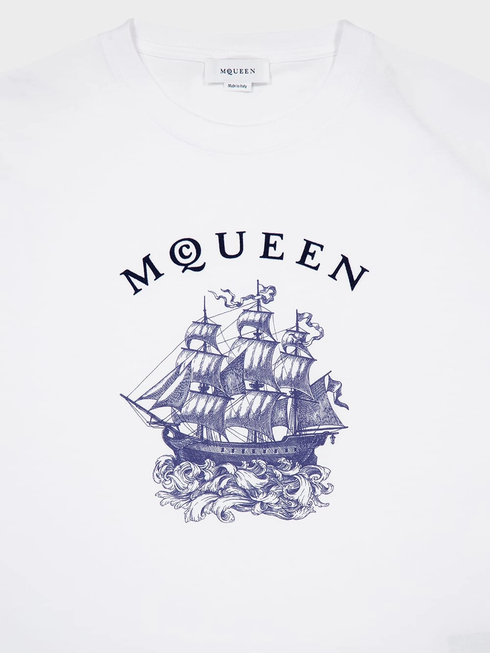 White Ship Tattoo Print T-Shirt