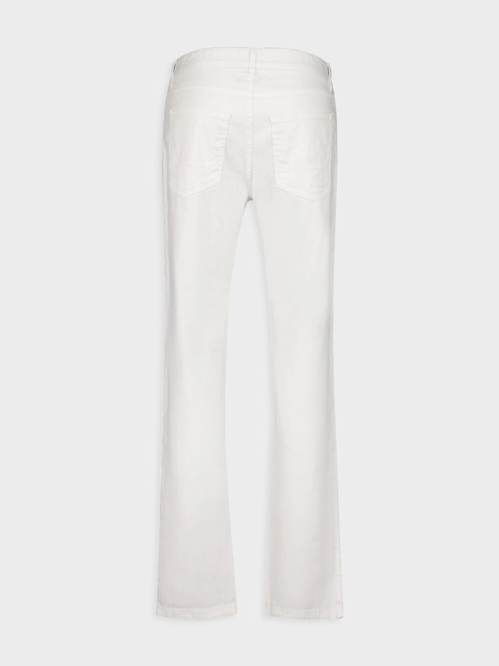 White Slim-Fit Linen Cotton Blend Trousers