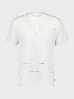 White T-shirt With Seam Line Print Tops Mens - flannel shirts