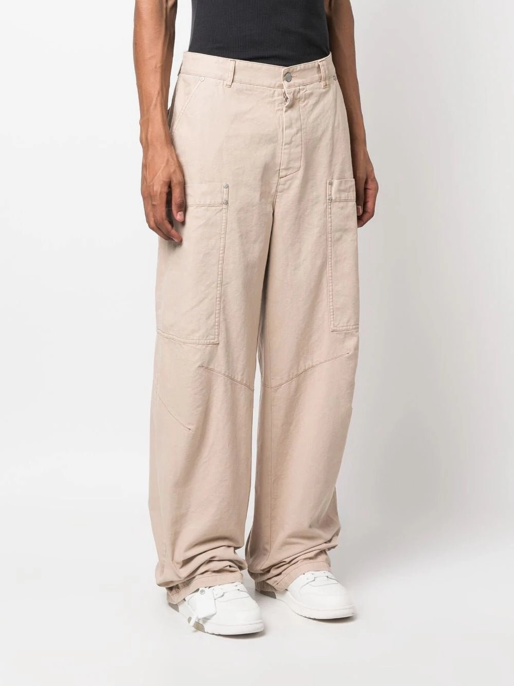 Wide-Leg Cotton Cargo Trousers