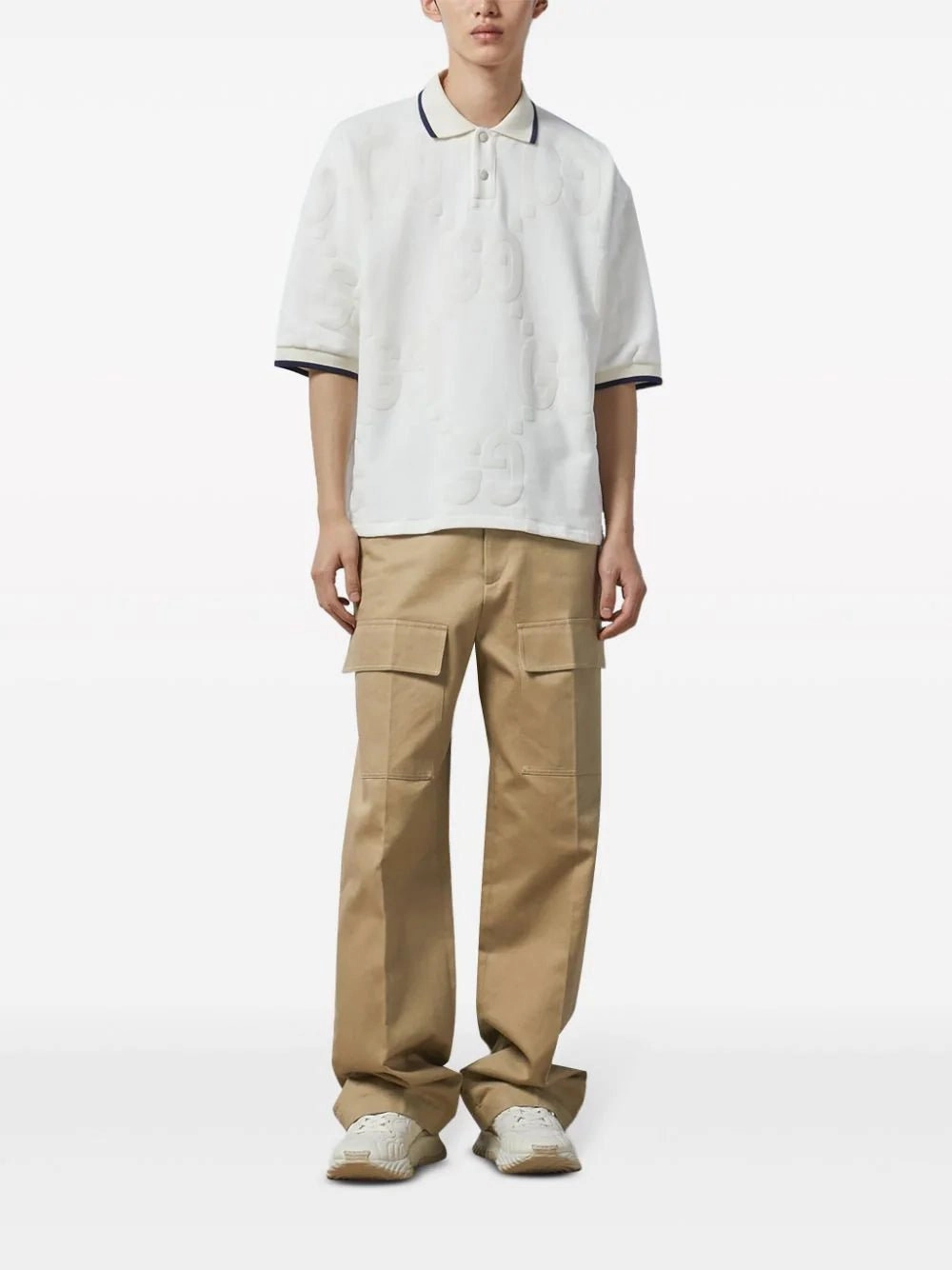 Wide-Leg Cotton Cargo Trousers
