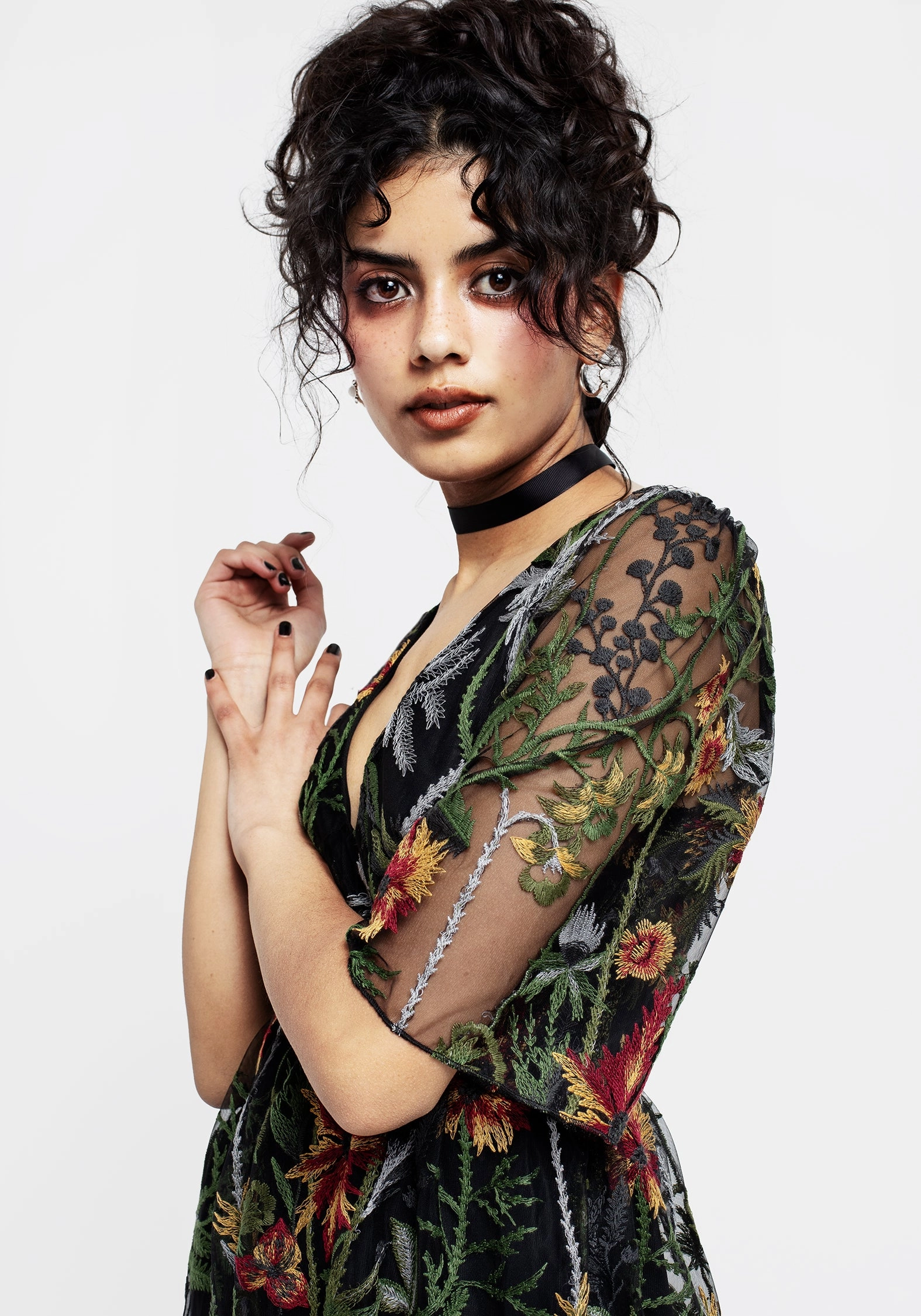 Wildflower Embroidered Mesh Mini Dress