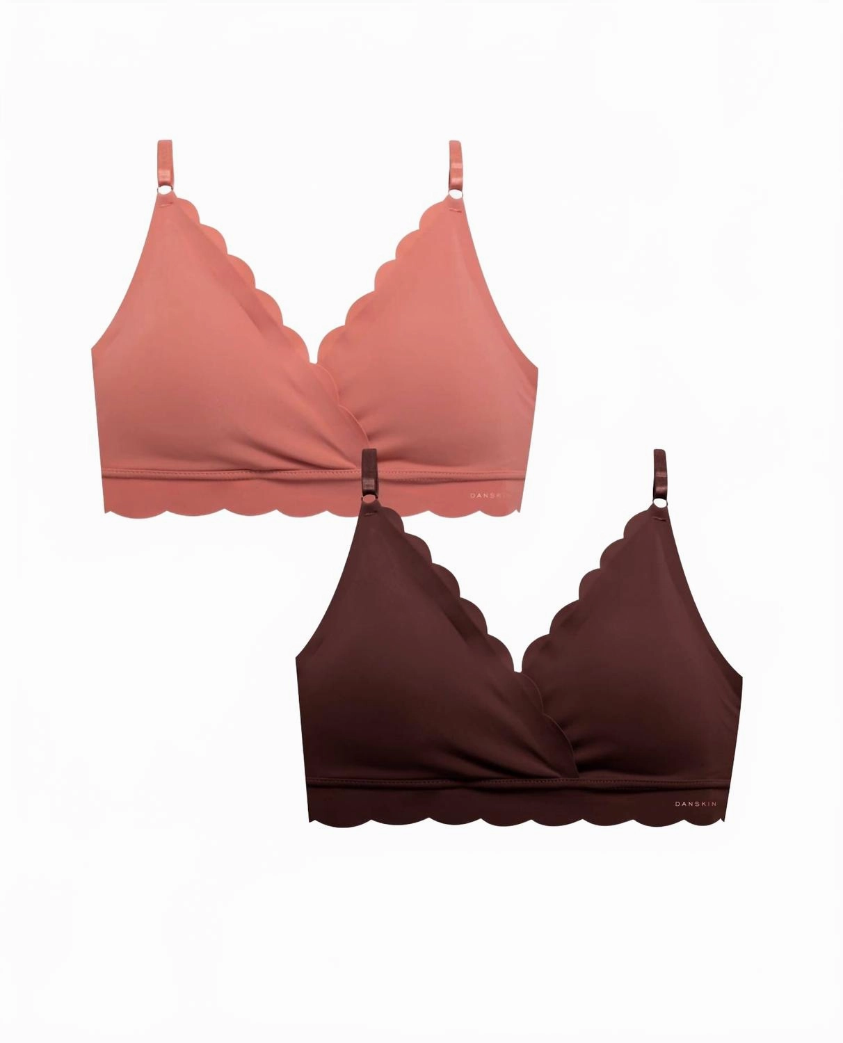 Women's 2-Pack Laser Wire Free Bra With Scallop Edge In Copper Glaze/ Espresso