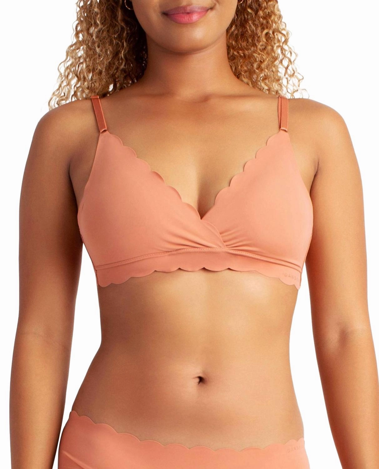 Women's 2-Pack Laser Wire Free Bra With Scallop Edge In Copper Glaze/ Espresso