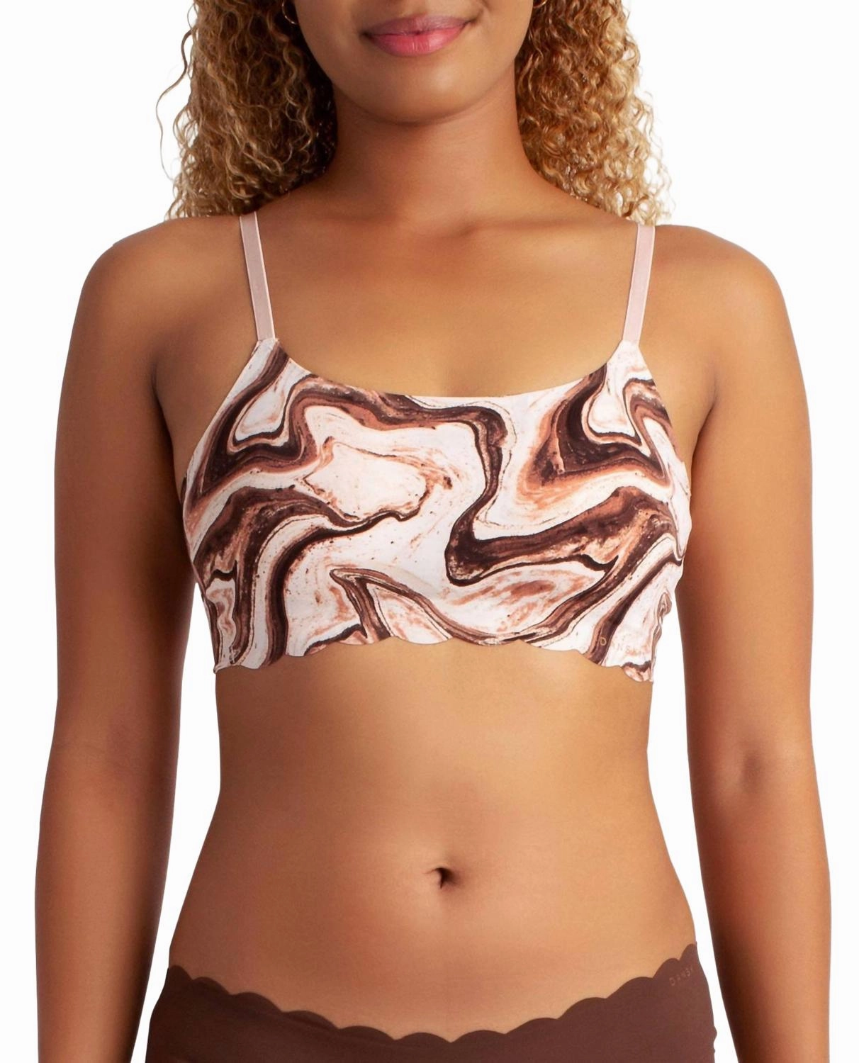 Women's 3-Pack Laser Pullover Bra With Scallop Edge In Geode Marble Multicolor