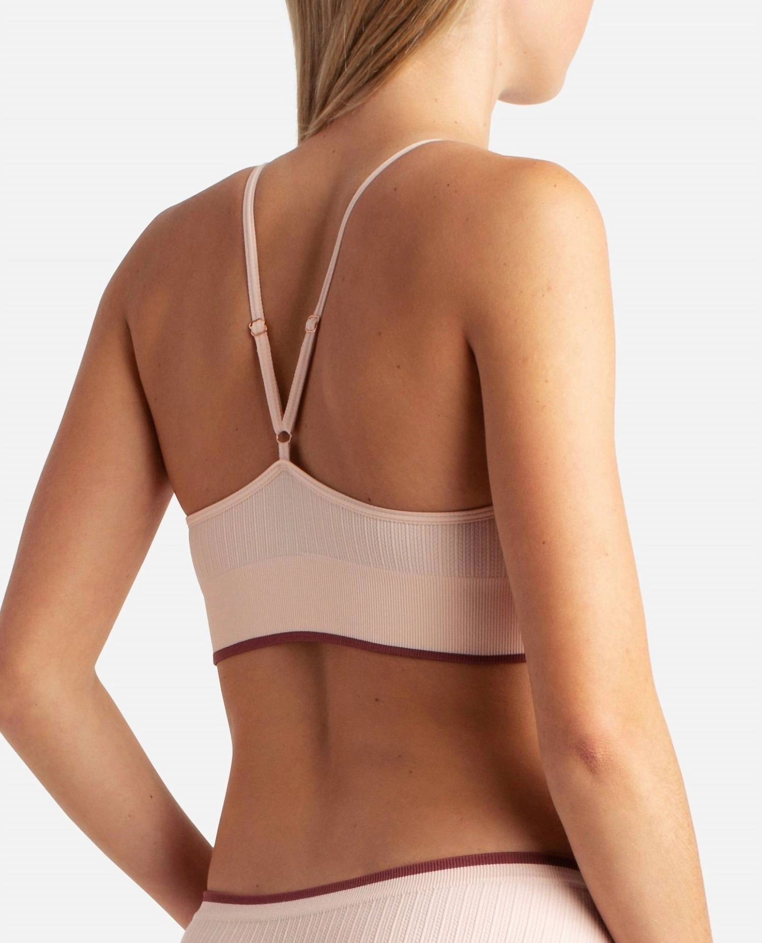 Women's 3-Pack Seamless Braid Texture Bralette With Contrast Line In Pink Earth Multicolor