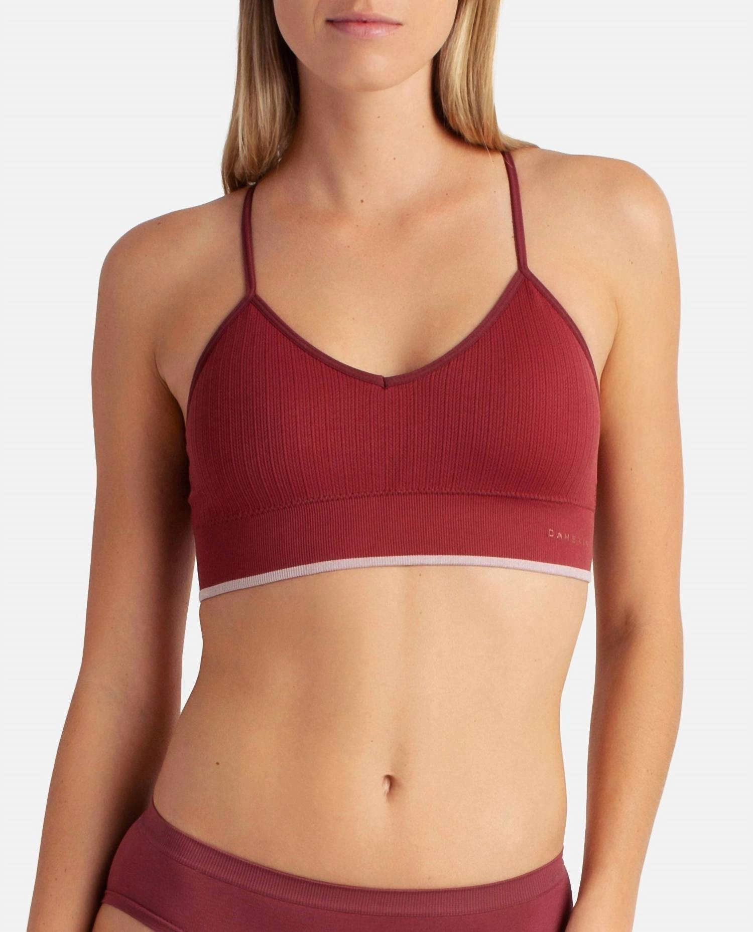 Women's 3-Pack Seamless Braid Texture Bralette With Contrast Line In Pink Earth Multicolor