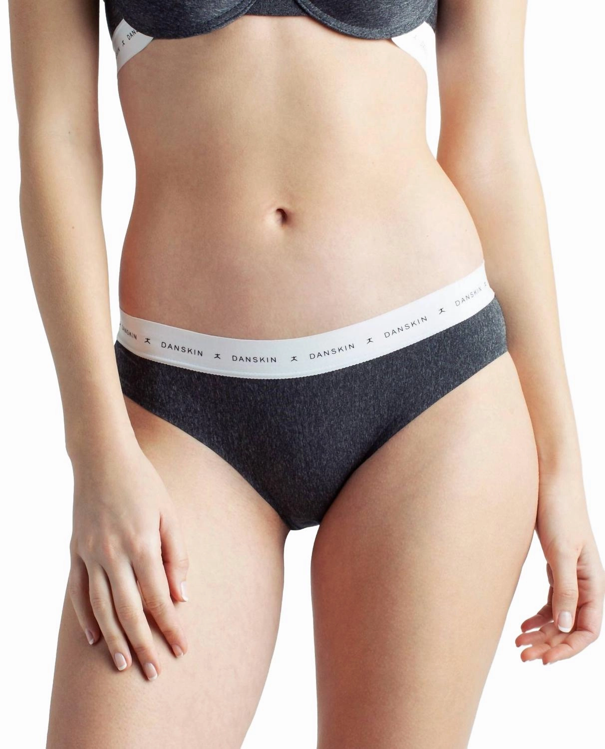 Women's 5-Pack Bonded Hipster Underwear With Danskin Logo Waistband In Heather Grey Multicolor